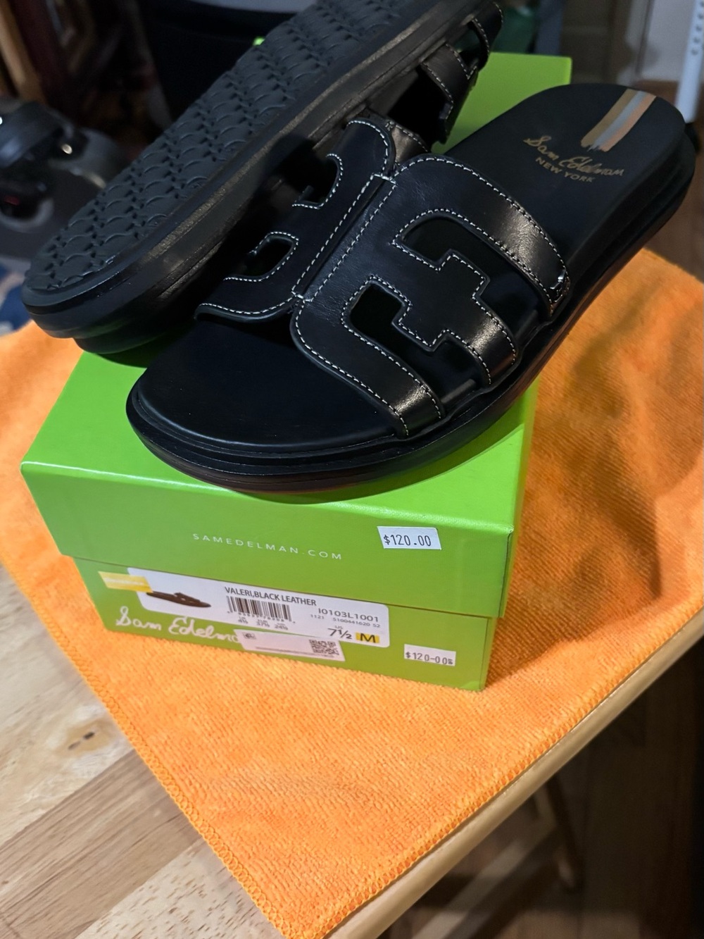 Sam Edelman Black Leather Slide Sandals